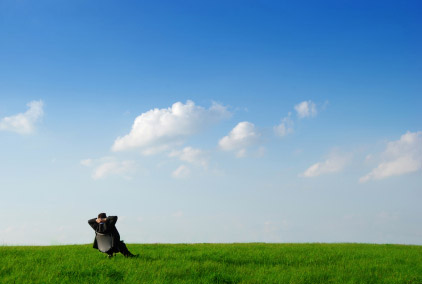 chilling in a field